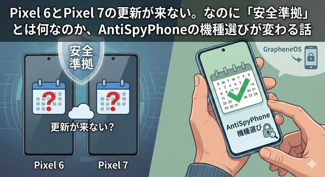 Pixel 6とPixel 7の更新が来ない なのに「安全準拠」とは何なのか、AntiSpyPhoneの機種選びが変わる話