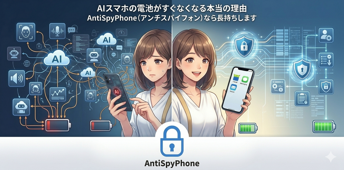 AIスマホの電池がすぐなくなる本当の理由 AntiSpyPhone (アンチスパイフォン) なら長持ちします