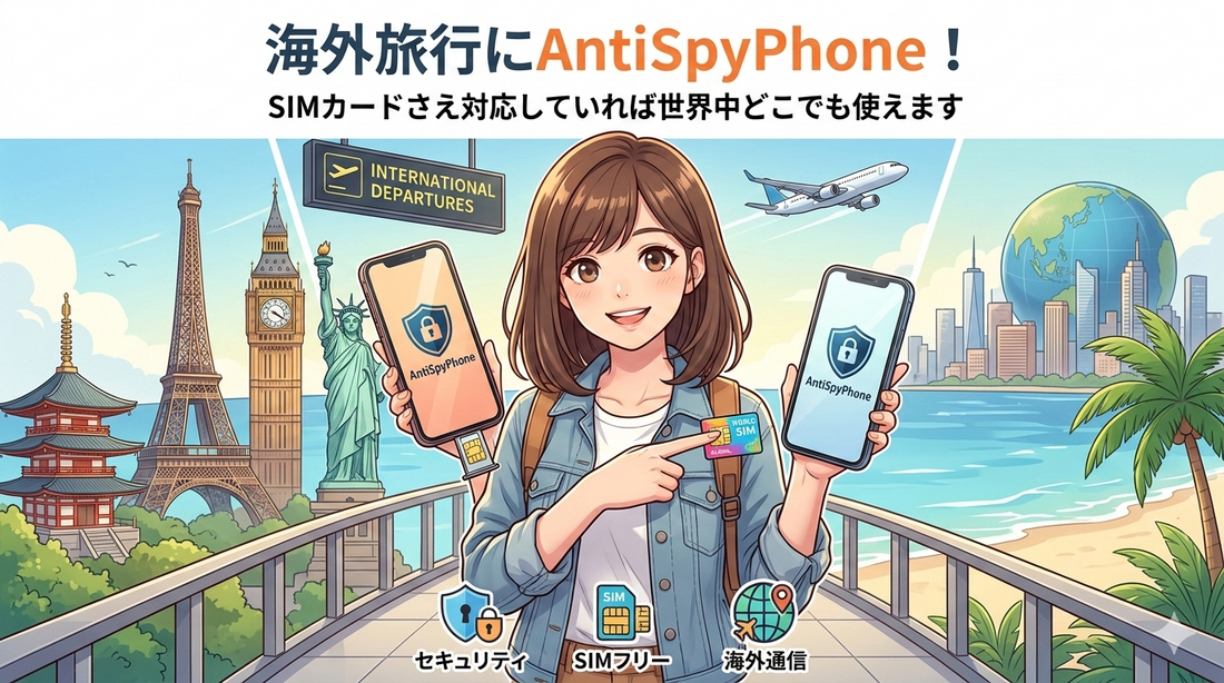 海外旅行にAntiSpyPhone、SIMカードさえ対応していれば世界中どこでも使えます